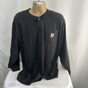 Carhartt Men's K128 Long Sleeve Henley Original Fit Black Size XL T-Shirt